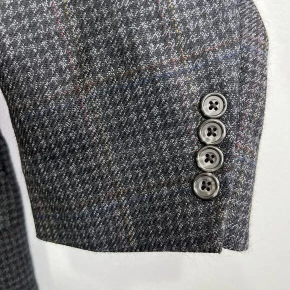 VTG Oscar De La Renta 48L Gray 100% Wool Tweed 2Btn Blazer Jacket Sport Coat‎